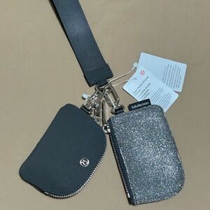NWT Lululemon Dual Pouch Wristlet Grey Glitter